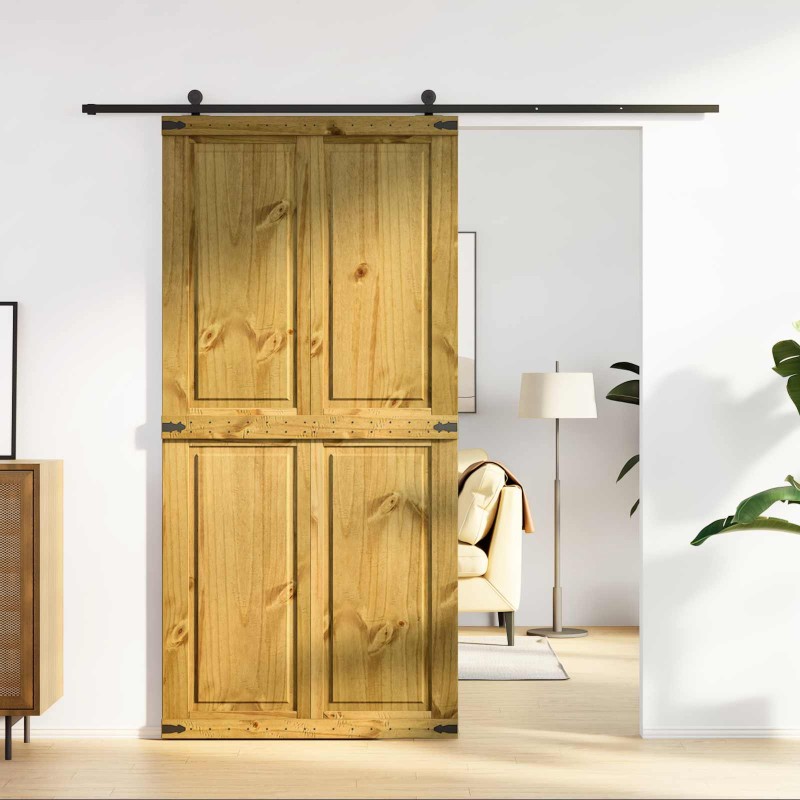 vidaXL Πόρτα αχυρώνα Corona Μέλι Καφέ 100 x 210 cm Μασίφ Ξύλο Πεύκου