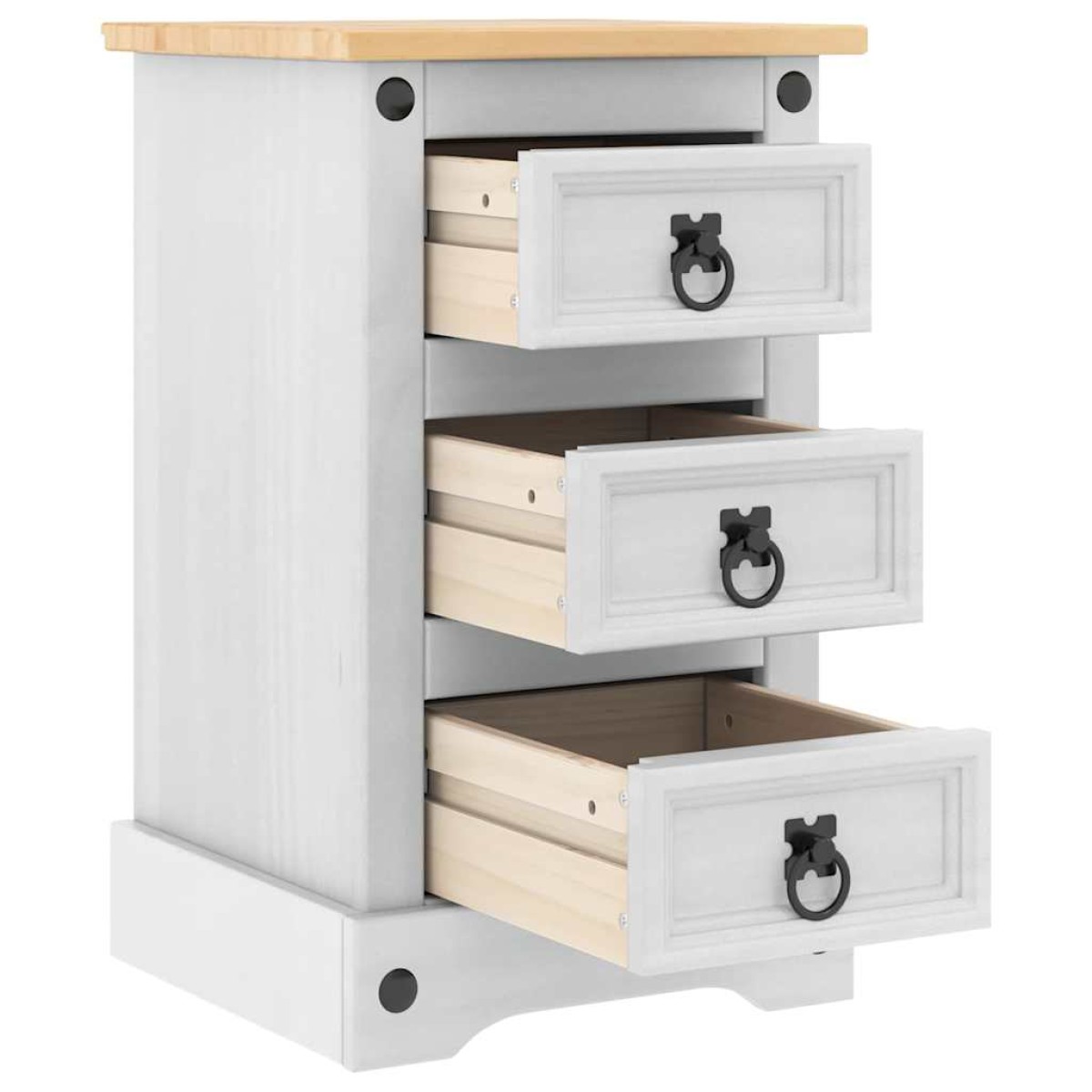 vidaXL Κομοδίνο CORONA Λευκό 35 x 32,5 x 58 εκ. Στερεά ξυλεία πεύκου