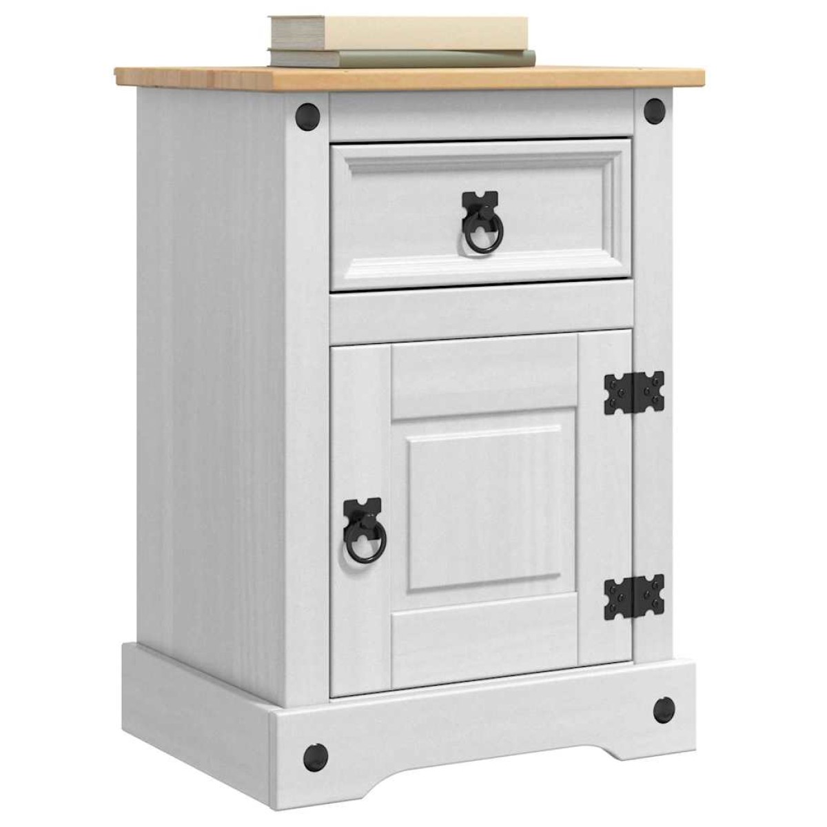vidaXL Κομοδίνο Corona Λευκό 45 x 35 x 64 εκ. Στερεά ξυλεία πεύκου