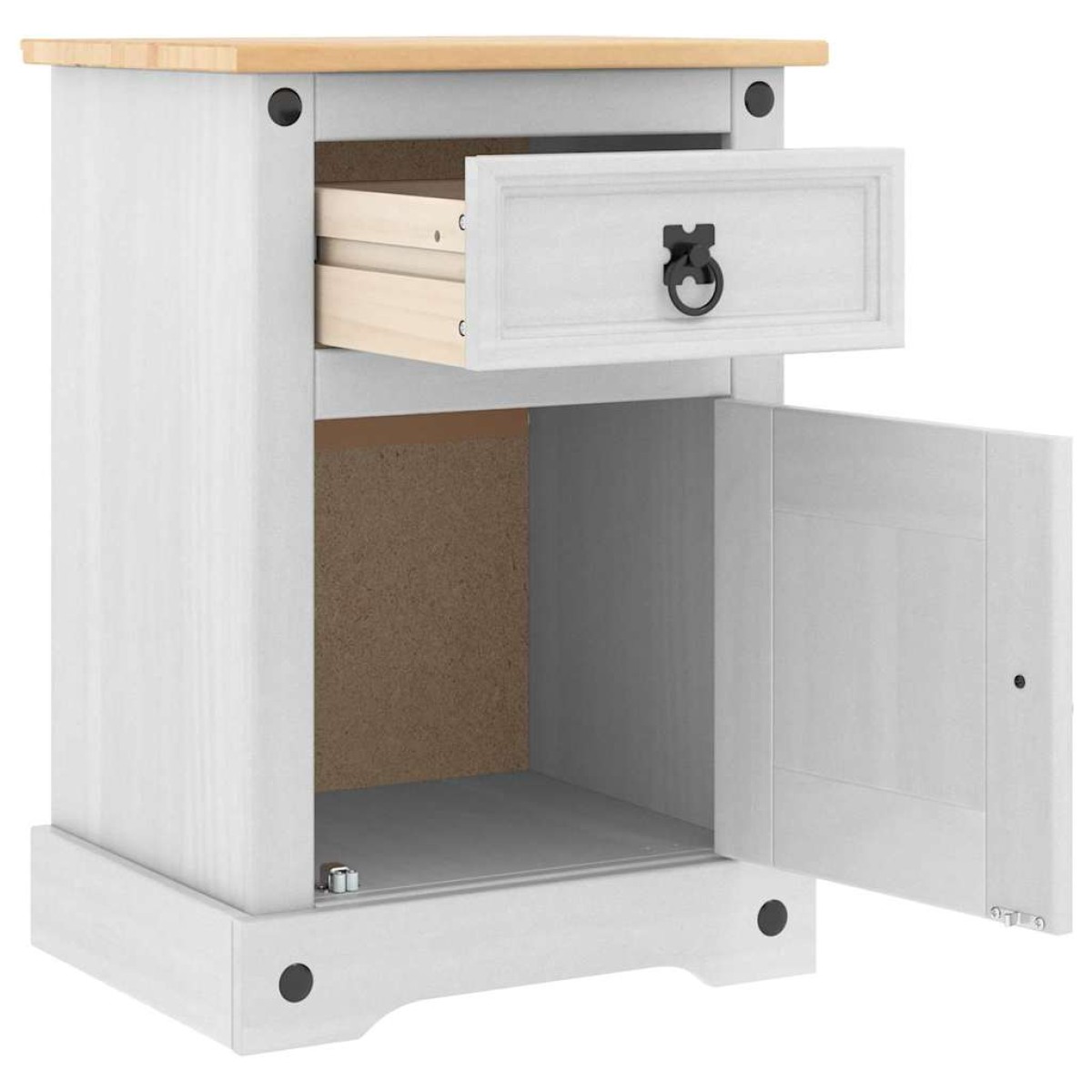 vidaXL Κομοδίνο Corona Λευκό 45 x 35 x 64 εκ. Στερεά ξυλεία πεύκου