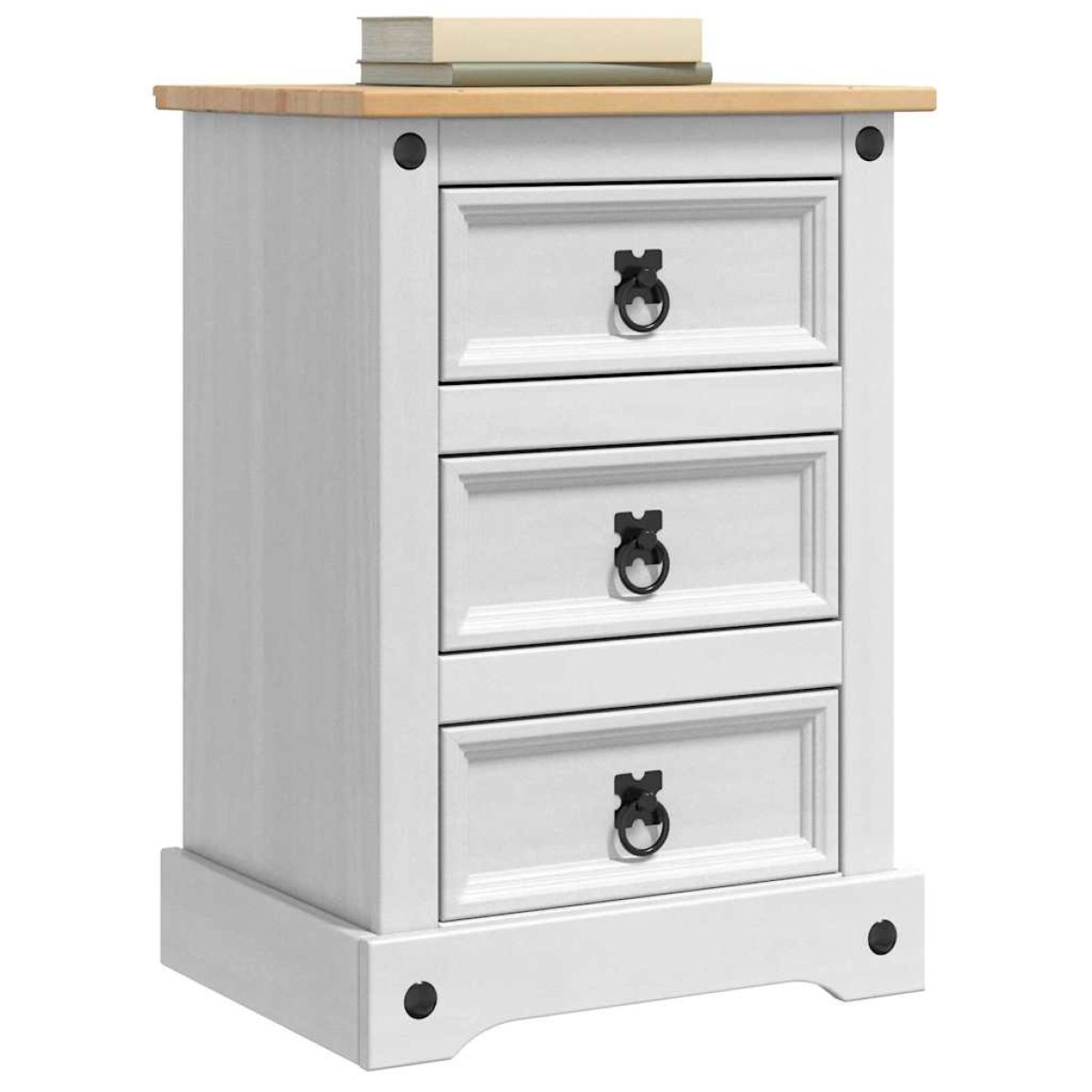 vidaXL Κομοδίνο Corona Λευκό 45 x 35 x 64 εκ. Στερεά ξυλεία πεύκου