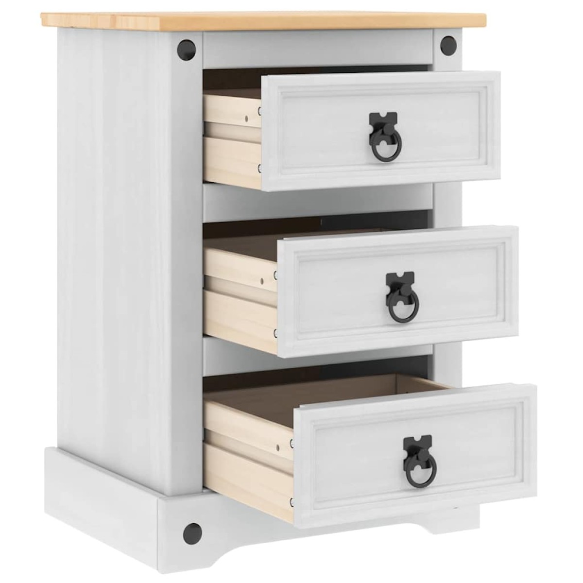 vidaXL Κομοδίνο Corona Λευκό 45 x 35 x 64 εκ. Στερεά ξυλεία πεύκου