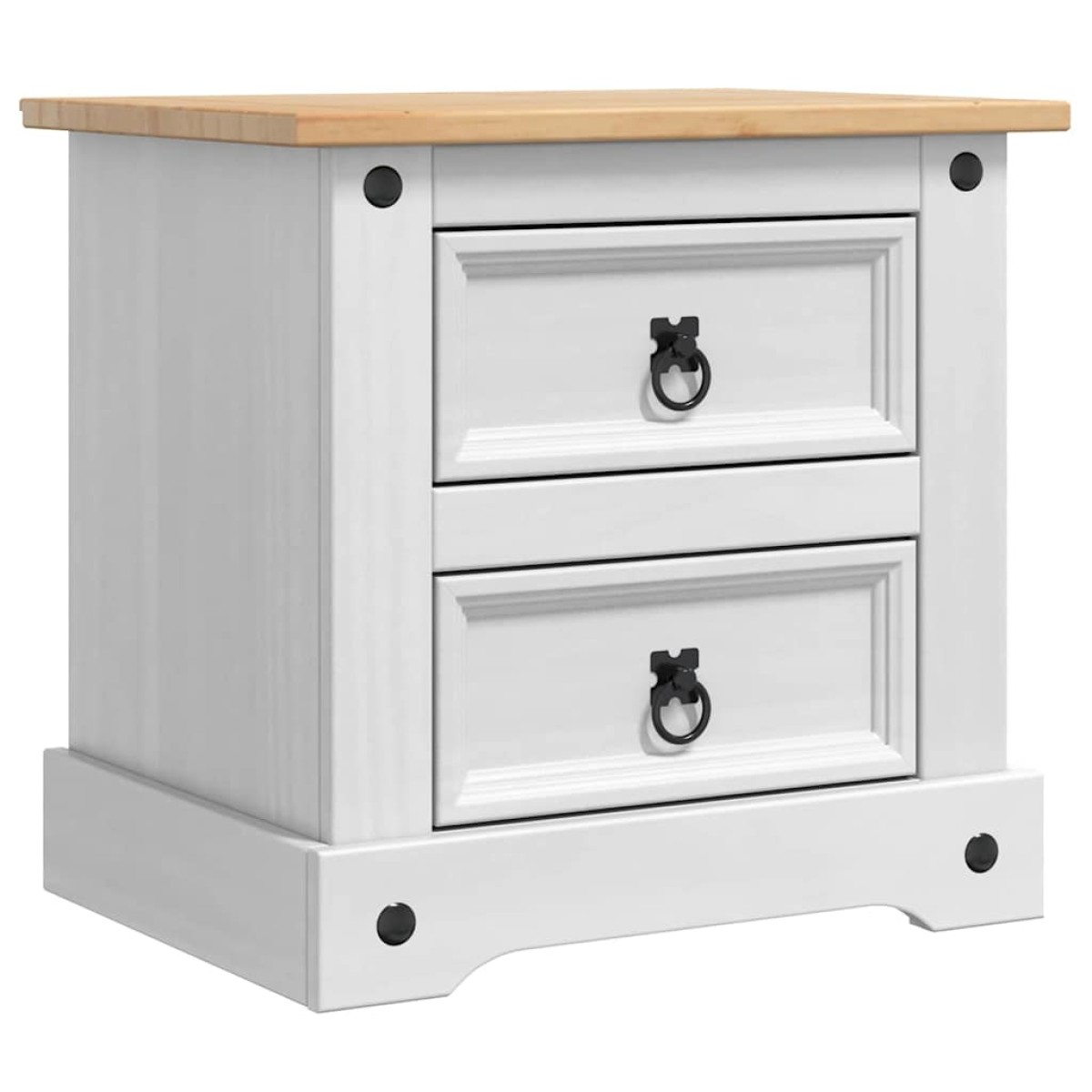 vidaXL Κομοδίνο Corona Λευκό 53 x 39 x 47 εκ Στερεά ξυλεία πεύκου