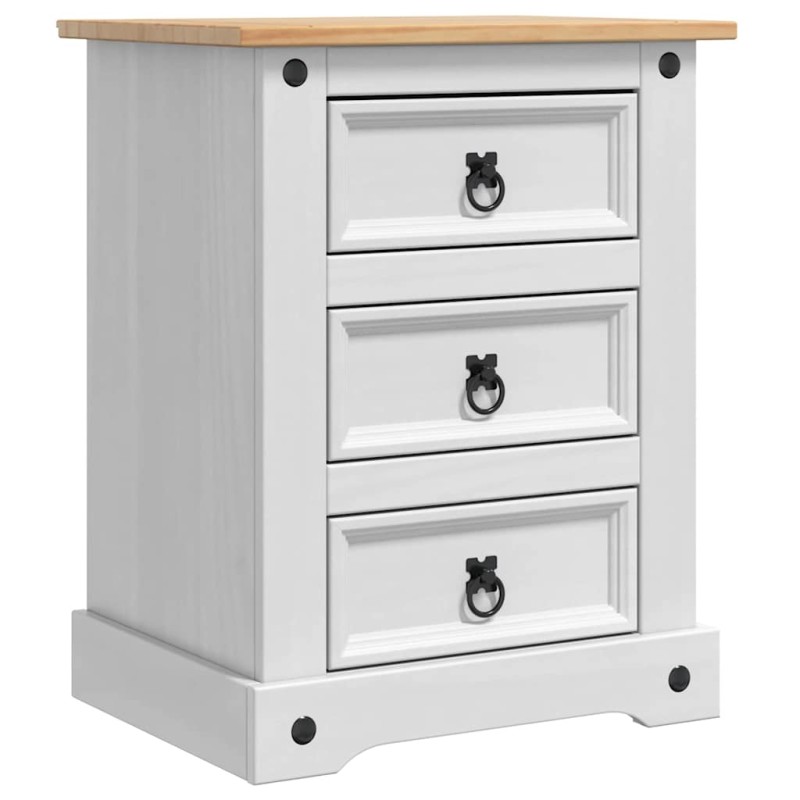 vidaXL Κομοδίνο Corona Λευκό 53 x 39 x 66 εκ Στερεά ξυλεία πεύκου