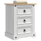 vidaXL Κομοδίνο Corona Λευκό 53 x 39 x 66 εκ Στερεά ξυλεία πεύκου