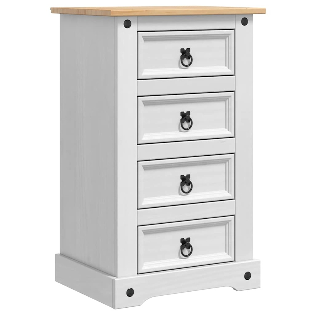 vidaXL Κομοδίνο Corona Λευκό 53 x 39 x 84 εκ Στερεά ξυλεία πεύκου