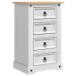 vidaXL Κομοδίνο Corona Λευκό 53 x 39 x 84 εκ Στερεά ξυλεία πεύκου