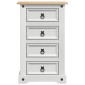vidaXL Κομοδίνο Corona Λευκό 53 x 39 x 84 εκ Στερεά ξυλεία πεύκου