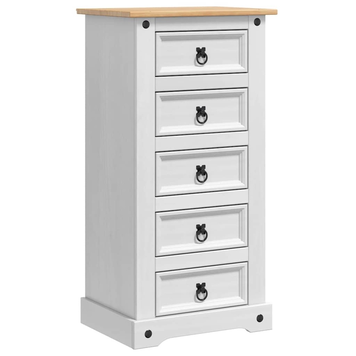 vidaXL Κομοδίνο Corona Λευκό 53 x 39 x 103 cm Στερεά ξυλεία πεύκου