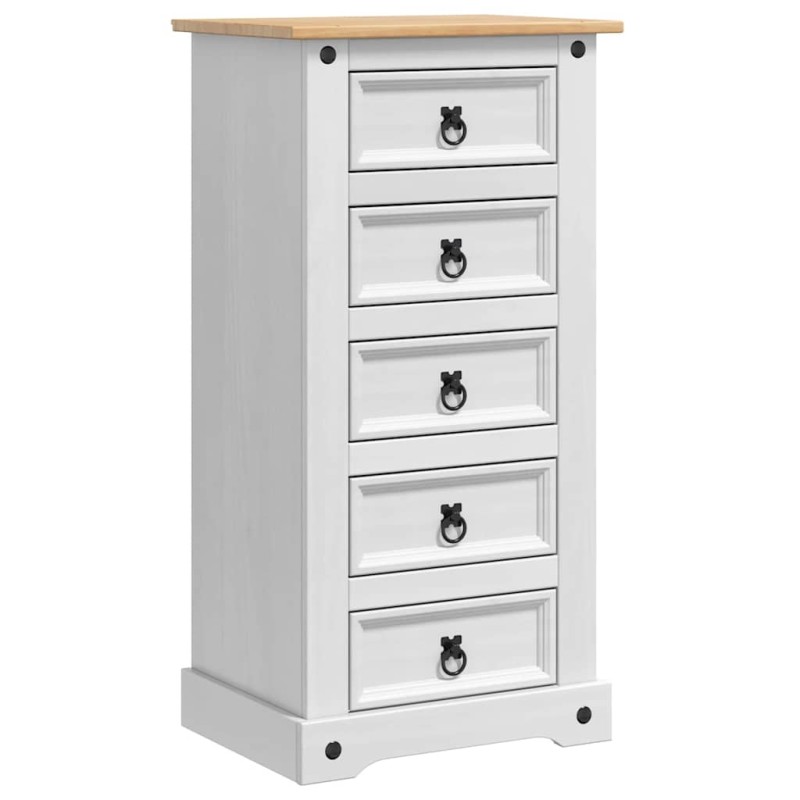 vidaXL Κομοδίνο Corona Λευκό 53 x 39 x 103 cm Στερεά ξυλεία πεύκου