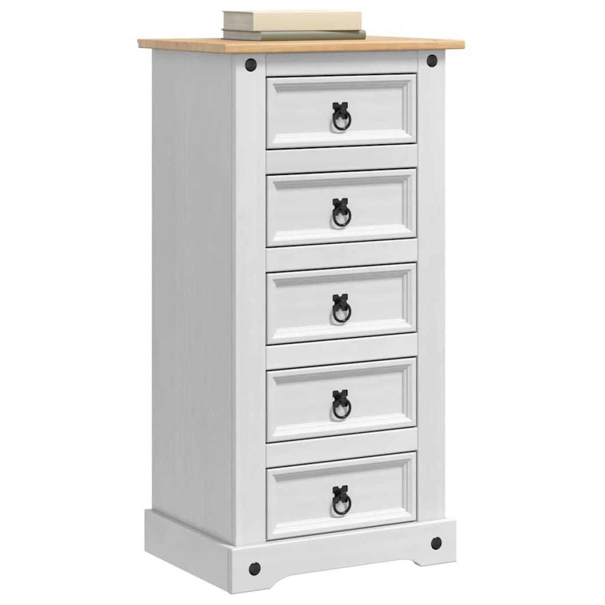 vidaXL Κομοδίνο Corona Λευκό 53 x 39 x 103 cm Στερεά ξυλεία πεύκου