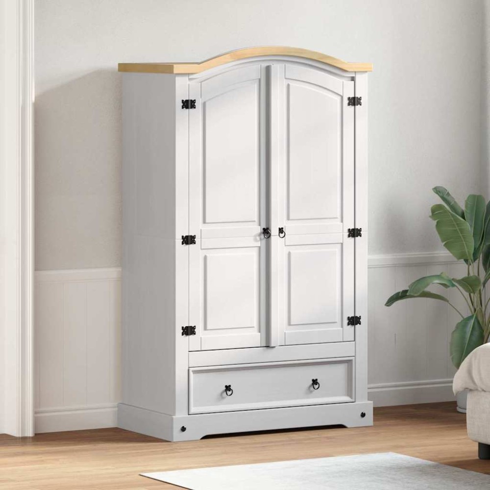 vidaXL Ντουλάπι CORONA Λευκό 101 x 52 x 170 εκ Στερεά ξυλεία πεύκου