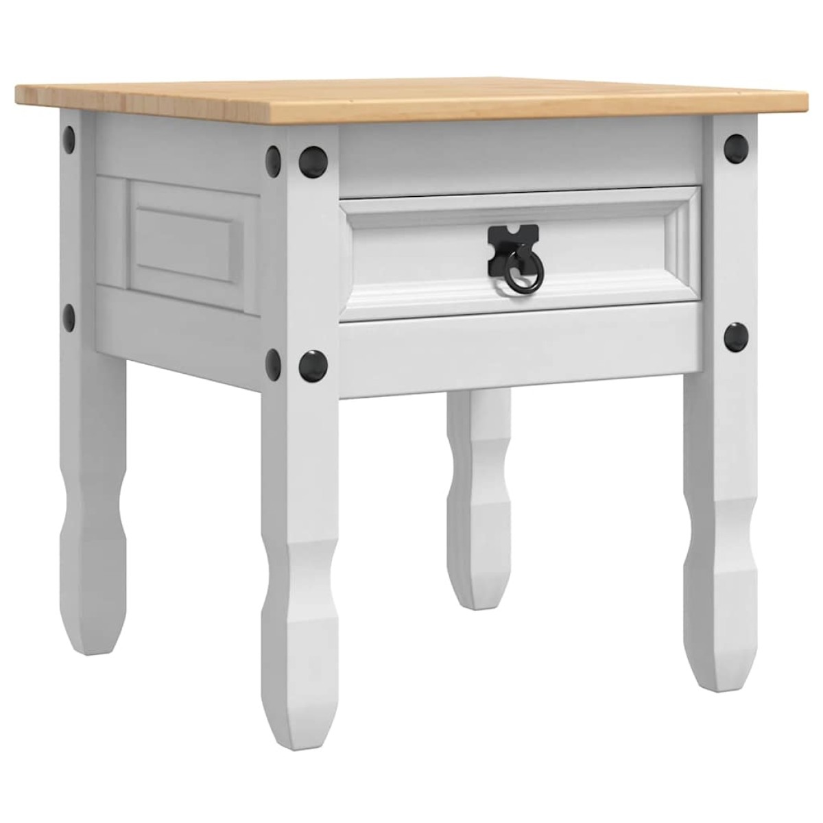 vidaXL End Table με συρτάρι Corona Λευκό 50 x 50 x 50 εκατοστά