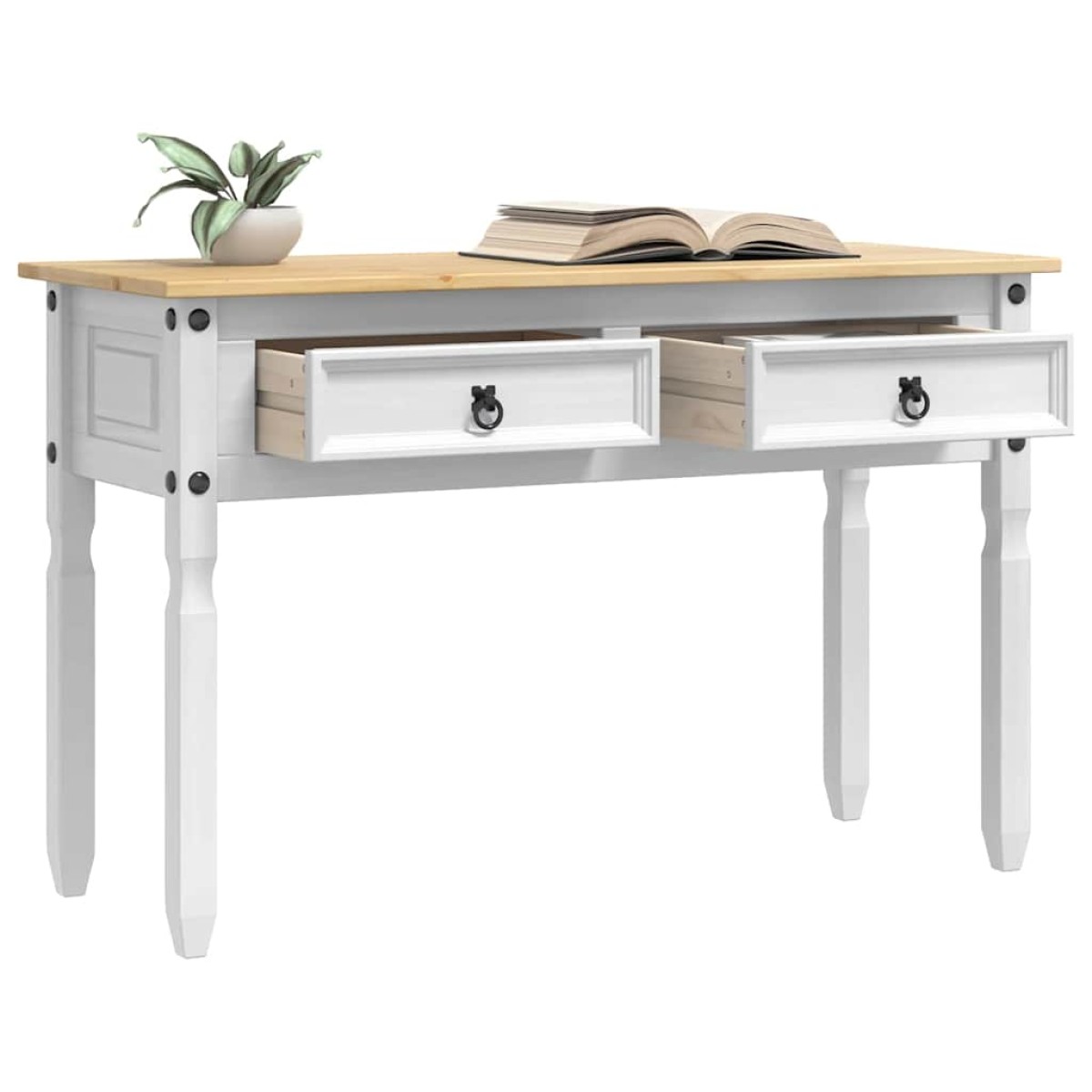 vidaXL End Table Corona Λευκό 115 x 46 x 73 εκ Στερεά ξυλεία πεύκου