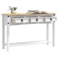 vidaXL End Table Corona Λευκό 114 x 34,5 x 73 εκ. Στερεά ξυλεία πεύκου