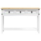 vidaXL End Table Corona Λευκό 114 x 34,5 x 73 εκ. Στερεά ξυλεία πεύκου