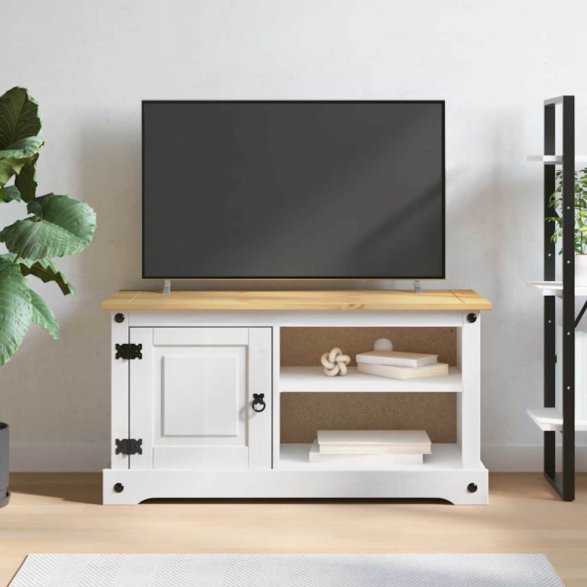 vidaXL Ντουλάπι TV Corona Λευκό 100 x 40 x 52 εκ. Στερεά ξυλεία πεύκου