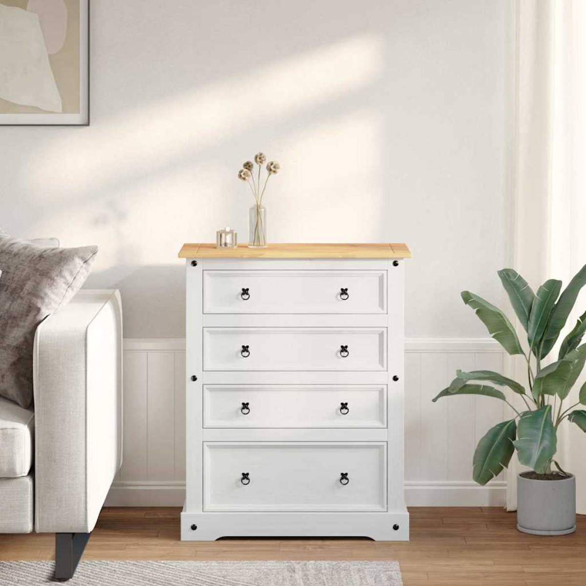 vidaXL Αποθηκευτικές Κάσες με συρτάρι Corona Λευκός 92 x 48 x 114 εκ