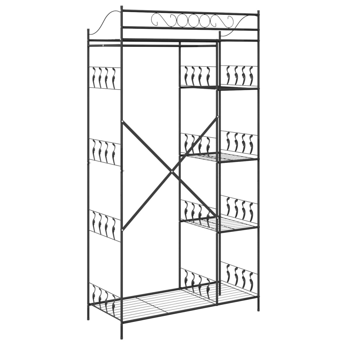 vidaXL Ανοιχτή Ντουλάπα Μαύρο 101 x 43 x 188 εκ. Ατσάλι