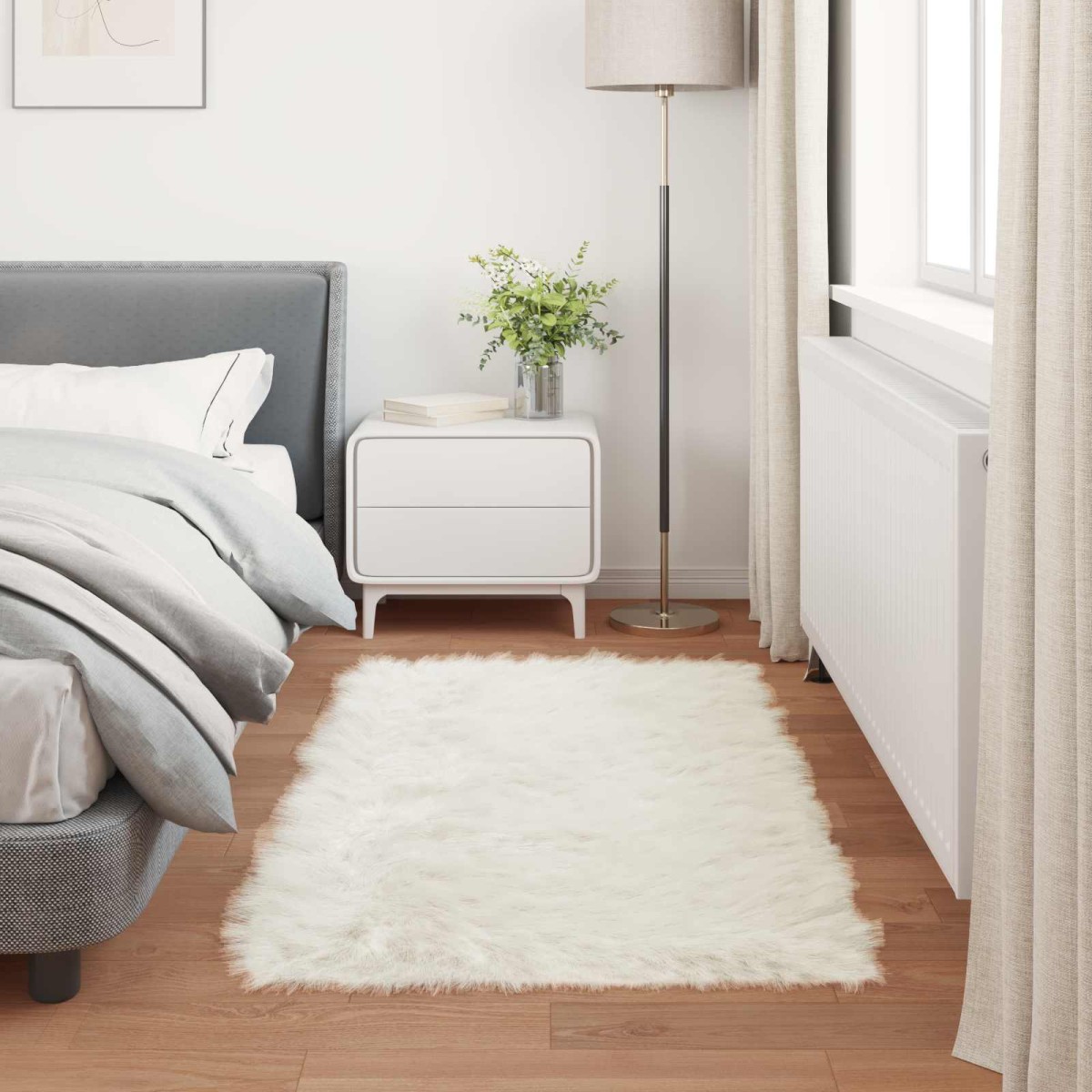 vidaXL Χαλί από τεχνητό πρόβειο δέρμα TAFALLA Λευκό 60 x 110 cm