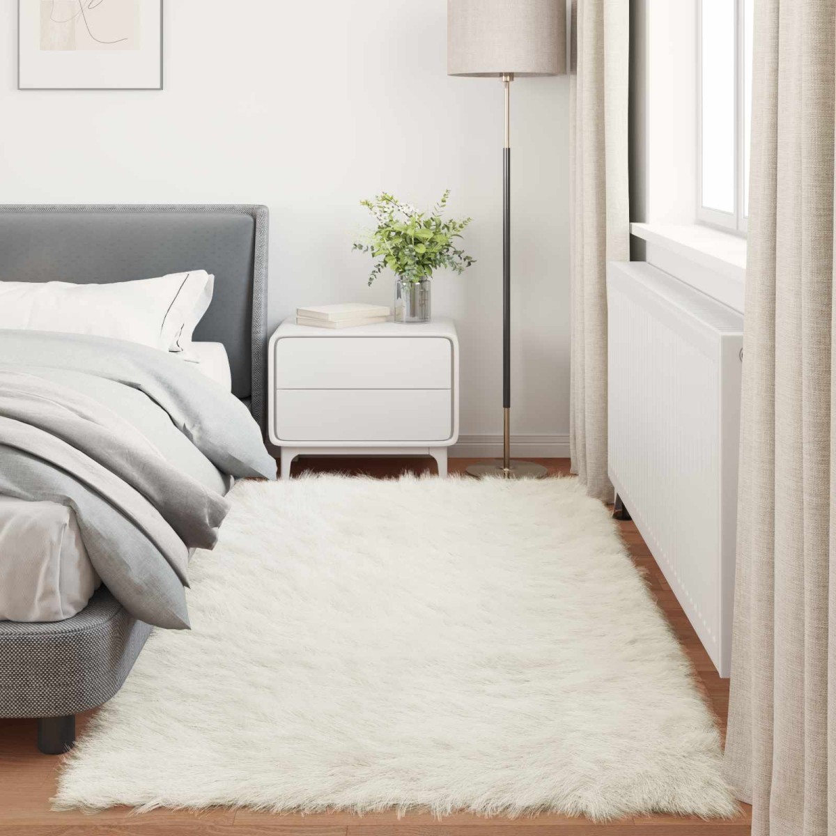 vidaXL Χαλί από τεχνητό πρόβειο δέρμα TAFALLA Λευκό 80 x 200 cm