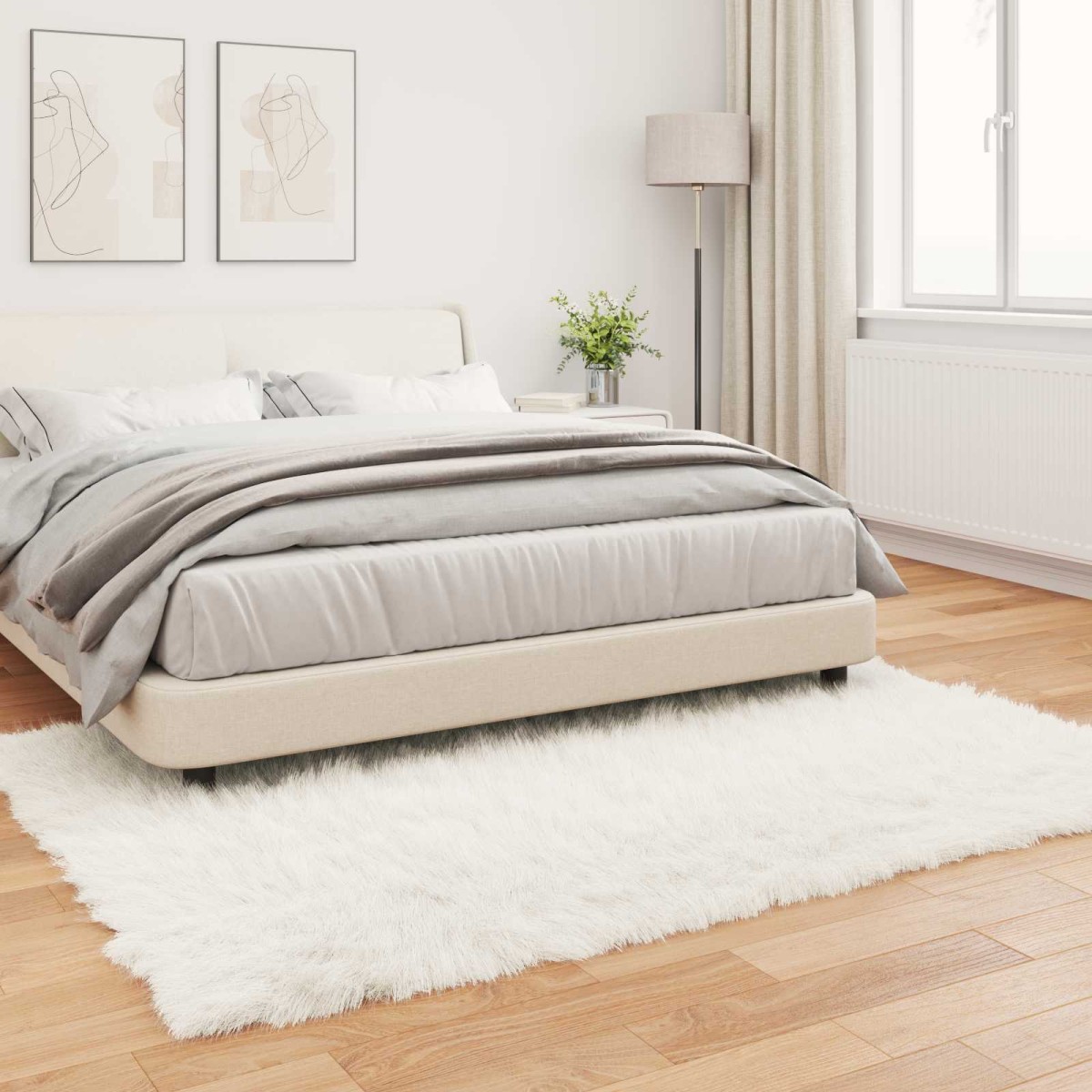 vidaXL Χαλί από τεχνητό πρόβειο δέρμα TAFALLA Λευκό 140 x 200 cm