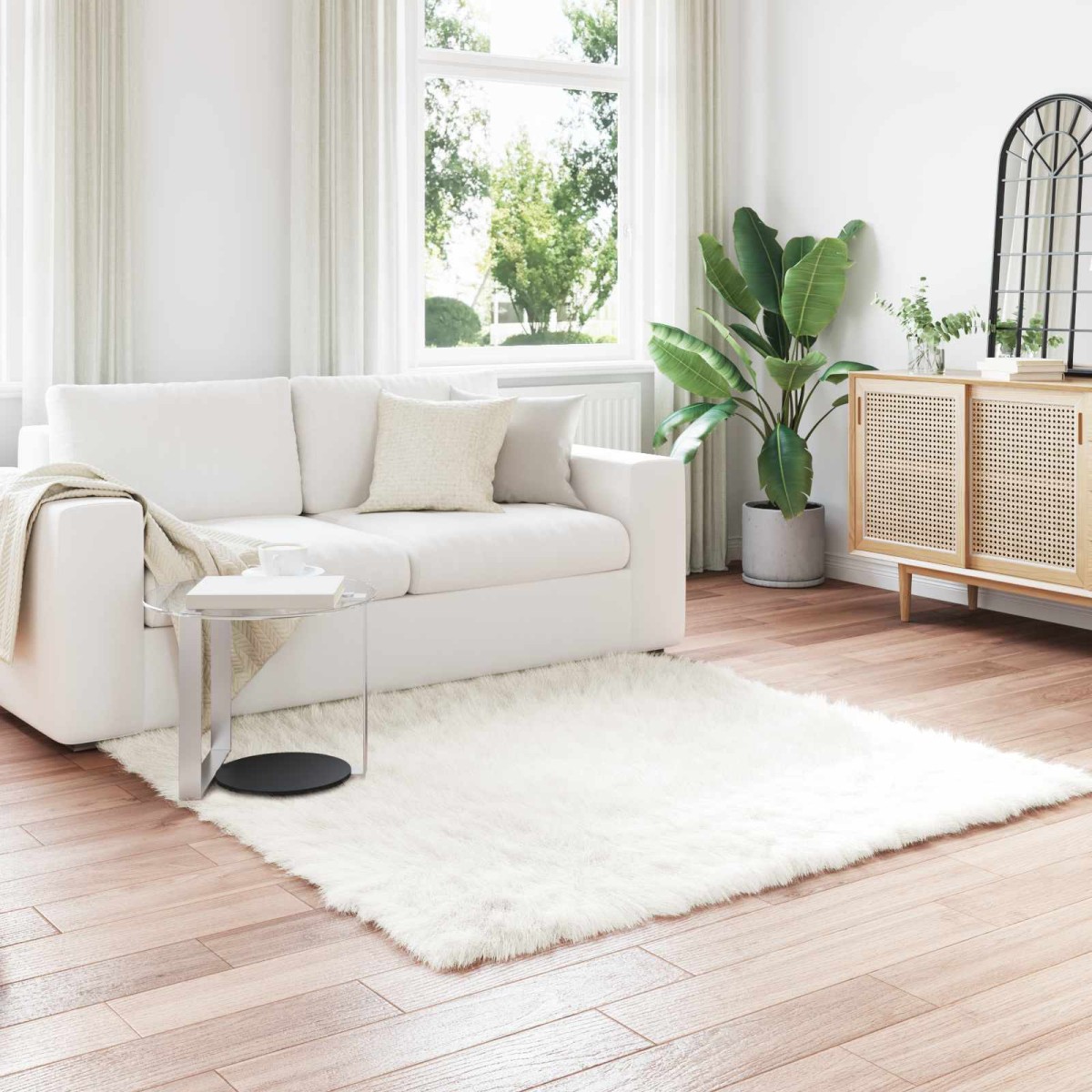 vidaXL Χαλί από τεχνητό πρόβειο δέρμα TAFALLA Λευκό 160 x 160 cm