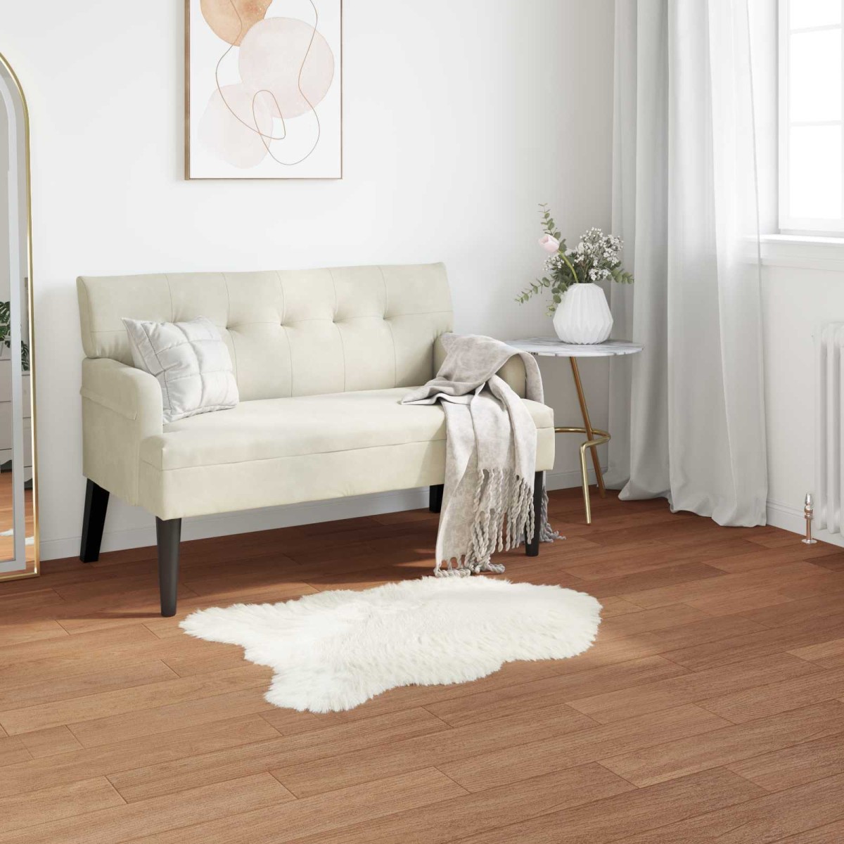 vidaXL Χαλί από τεχνητό πρόβειο δέρμα TAFALLA Λευκό 60 x 90 cm
