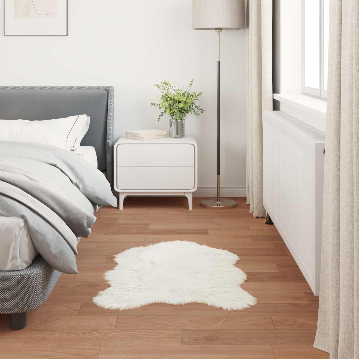 vidaXL Χαλί από τεχνητό πρόβειο δέρμα TAFALLA Λευκό 60 x 90 cm