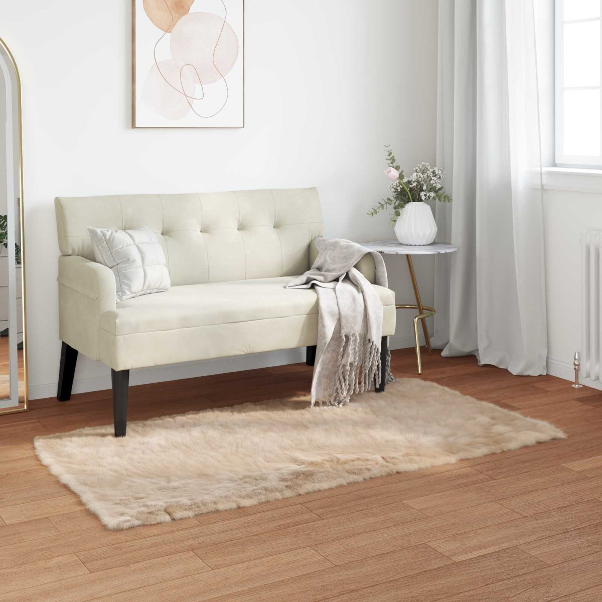 vidaXL Χαλί από τεχνητό πρόβειο δέρμα TAFALLA Μπεζ 60 x 110 cm