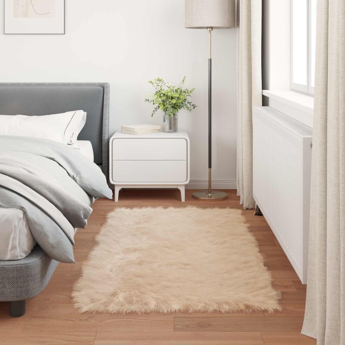 vidaXL Χαλί από τεχνητό πρόβειο δέρμα TAFALLA Μπεζ 60 x 110 cm