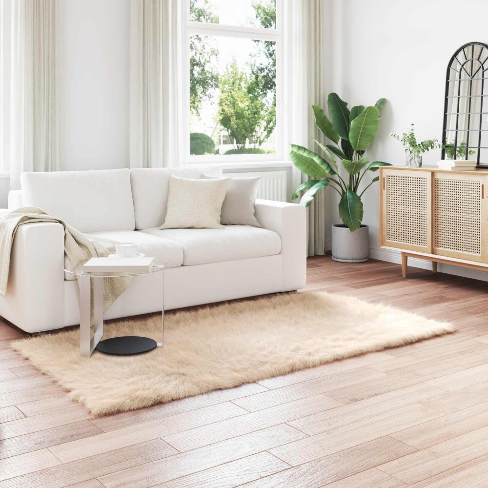 vidaXL Χαλί από τεχνητό πρόβειο δέρμα TAFALLA Μπεζ 80 x 200 cm