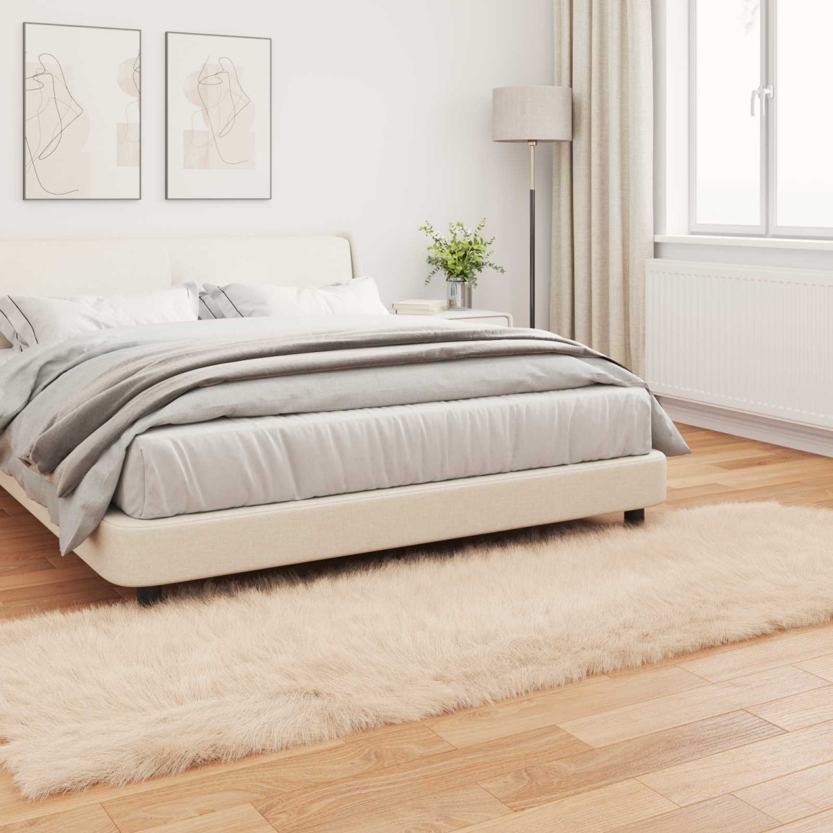 vidaXL Χαλί από τεχνητό πρόβειο δέρμα TAFALLA Μπεζ 80 x 250 cm