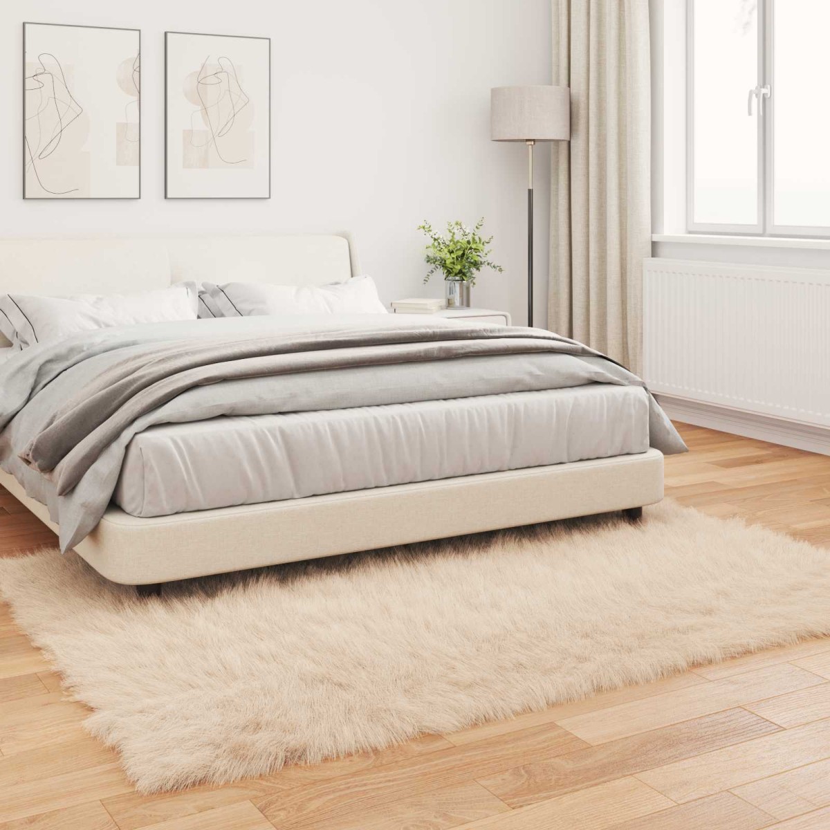 vidaXL Χαλί από τεχνητό πρόβειο δέρμα TAFALLA Μπεζ 160 x 230 cm