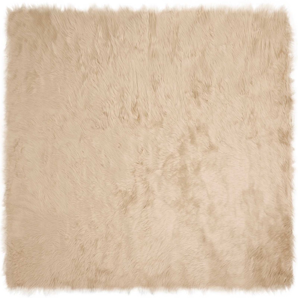vidaXL Χαλί από τεχνητό πρόβειο δέρμα TAFALLA Μπεζ 240 x 240 cm