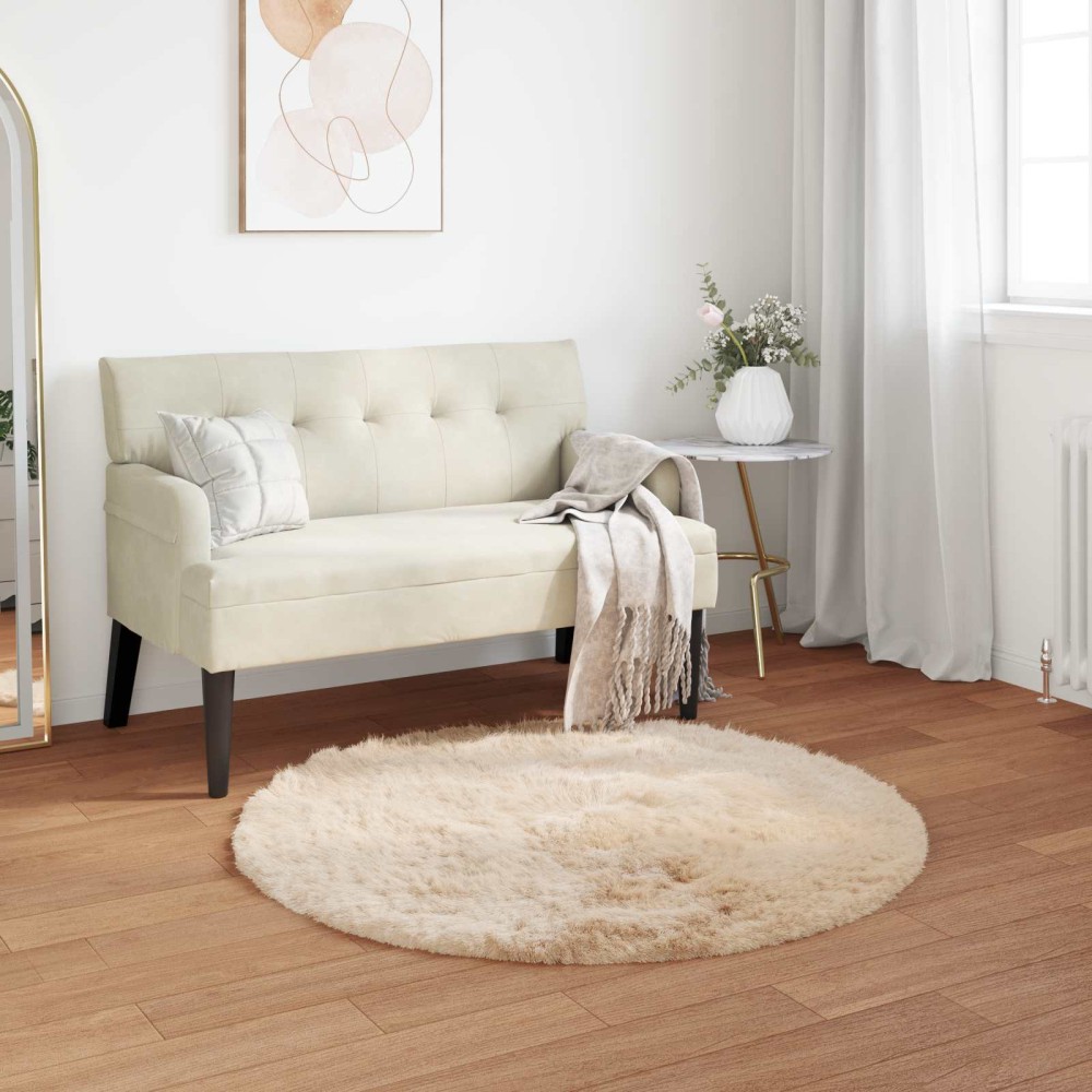 vidaXL Χαλί από τεχνητό πρόβειο δέρμα TAFALLA Μπεζ Ø 120 cm