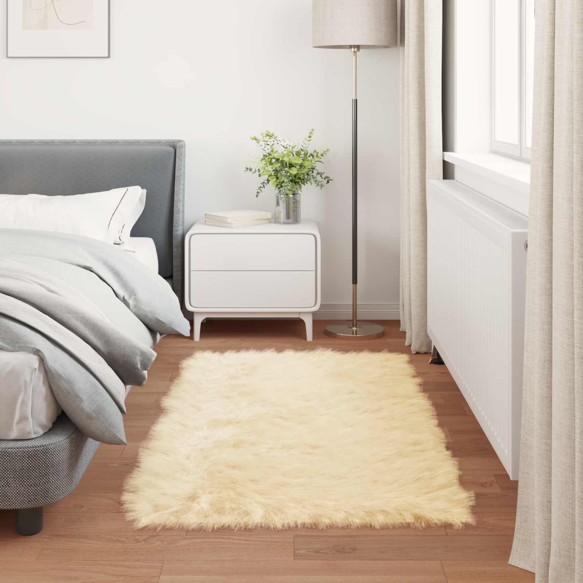 vidaXL Χαλί από τεχνητό πρόβειο δέρμα TAFALLA Κρεμ 80 x 150 cm