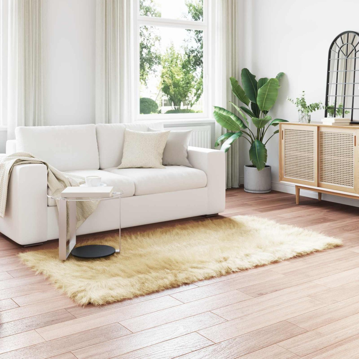 vidaXL Χαλί από τεχνητό πρόβειο δέρμα TAFALLA Κρεμ 80 x 200 cm