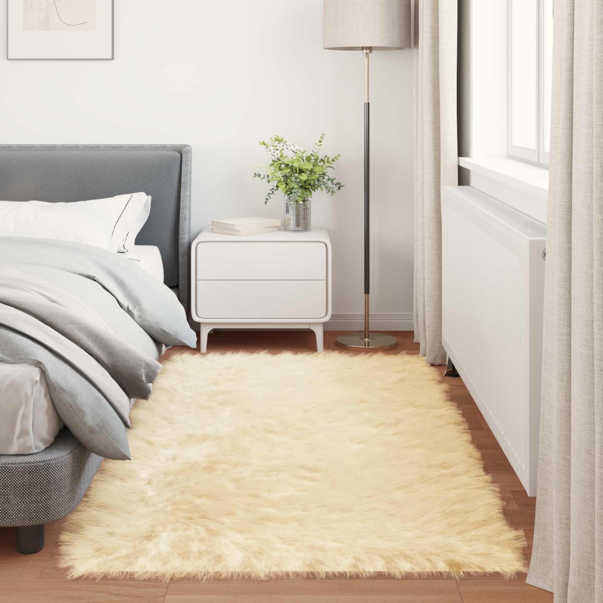 vidaXL Χαλί από τεχνητό πρόβειο δέρμα TAFALLA Κρεμ 80 x 200 cm