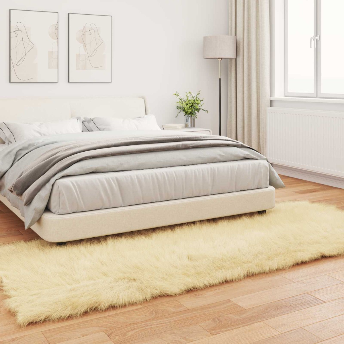 vidaXL Χαλί από τεχνητό πρόβειο δέρμα TAFALLA Κρεμ 80 x 250 cm