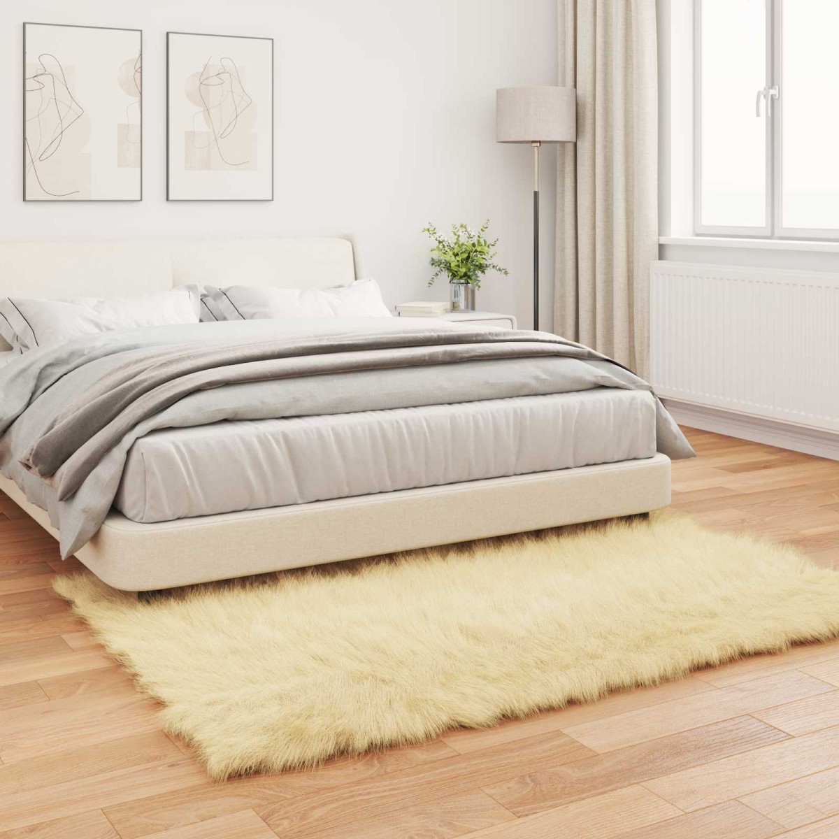 vidaXL Χαλί από τεχνητό πρόβειο δέρμα TAFALLA Κρεμ 140 x 200 cm
