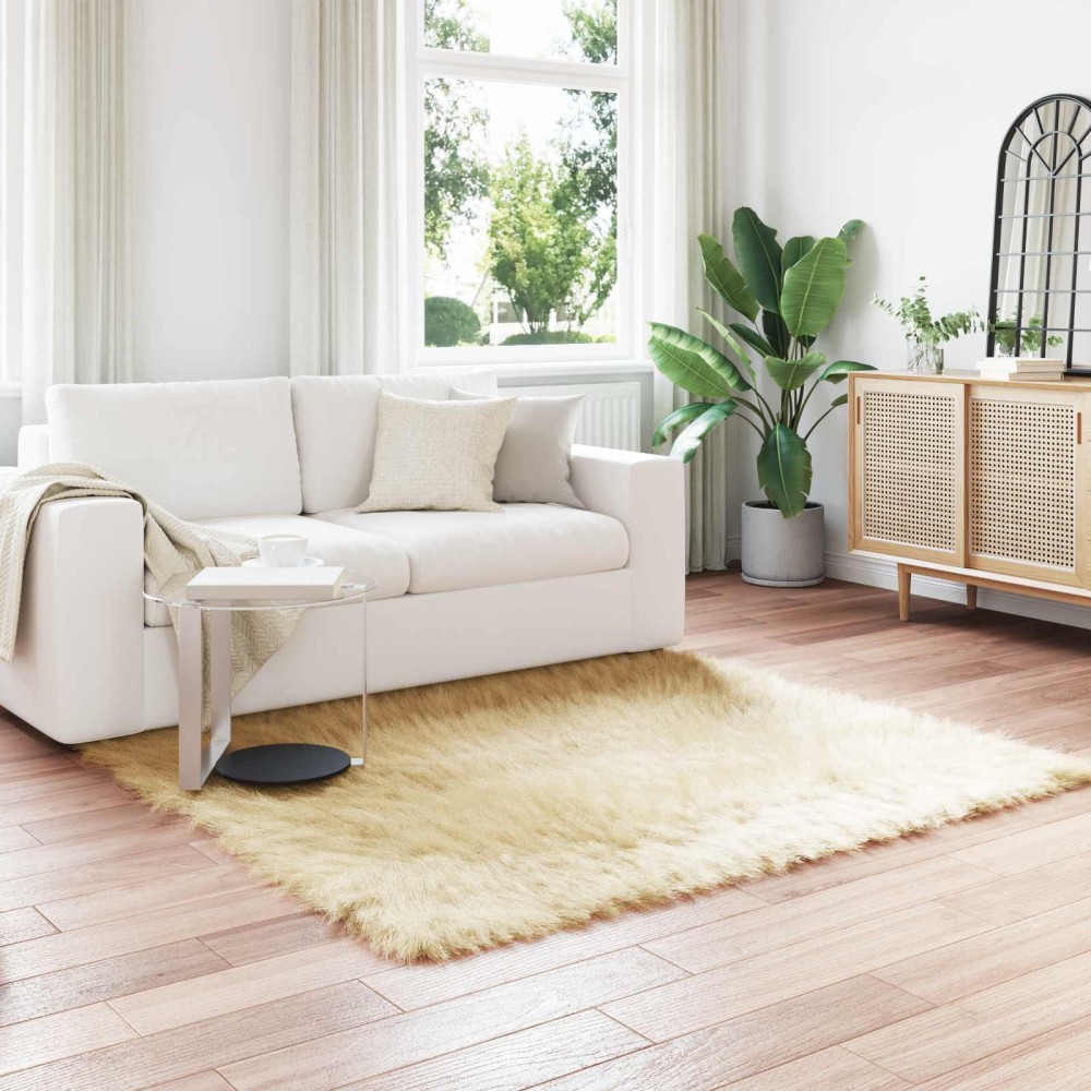 vidaXL Χαλί από τεχνητό πρόβειο δέρμα TAFALLA Κρεμ 160 x 160 cm