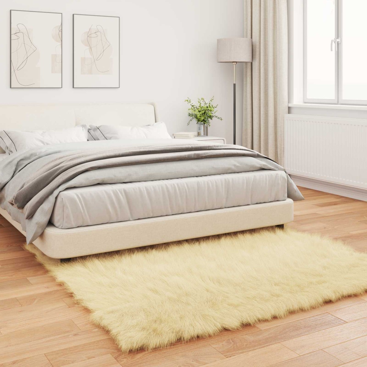 vidaXL Χαλί από τεχνητό πρόβειο δέρμα TAFALLA Κρεμ 160 x 160 cm