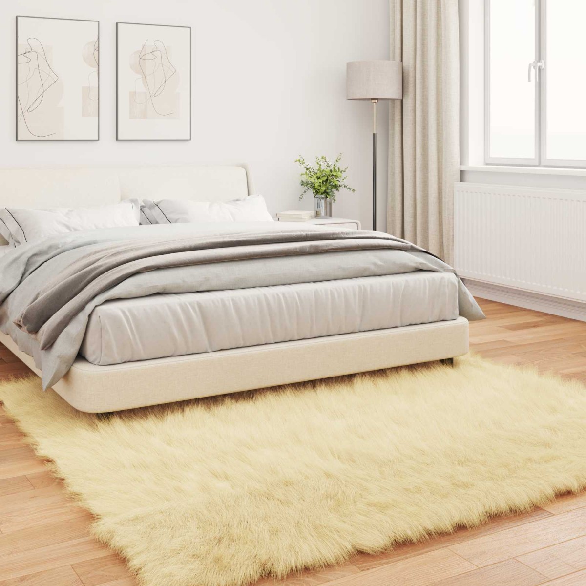 vidaXL Χαλί από τεχνητό πρόβειο δέρμα TAFALLA Κρεμ 200 x 200 cm