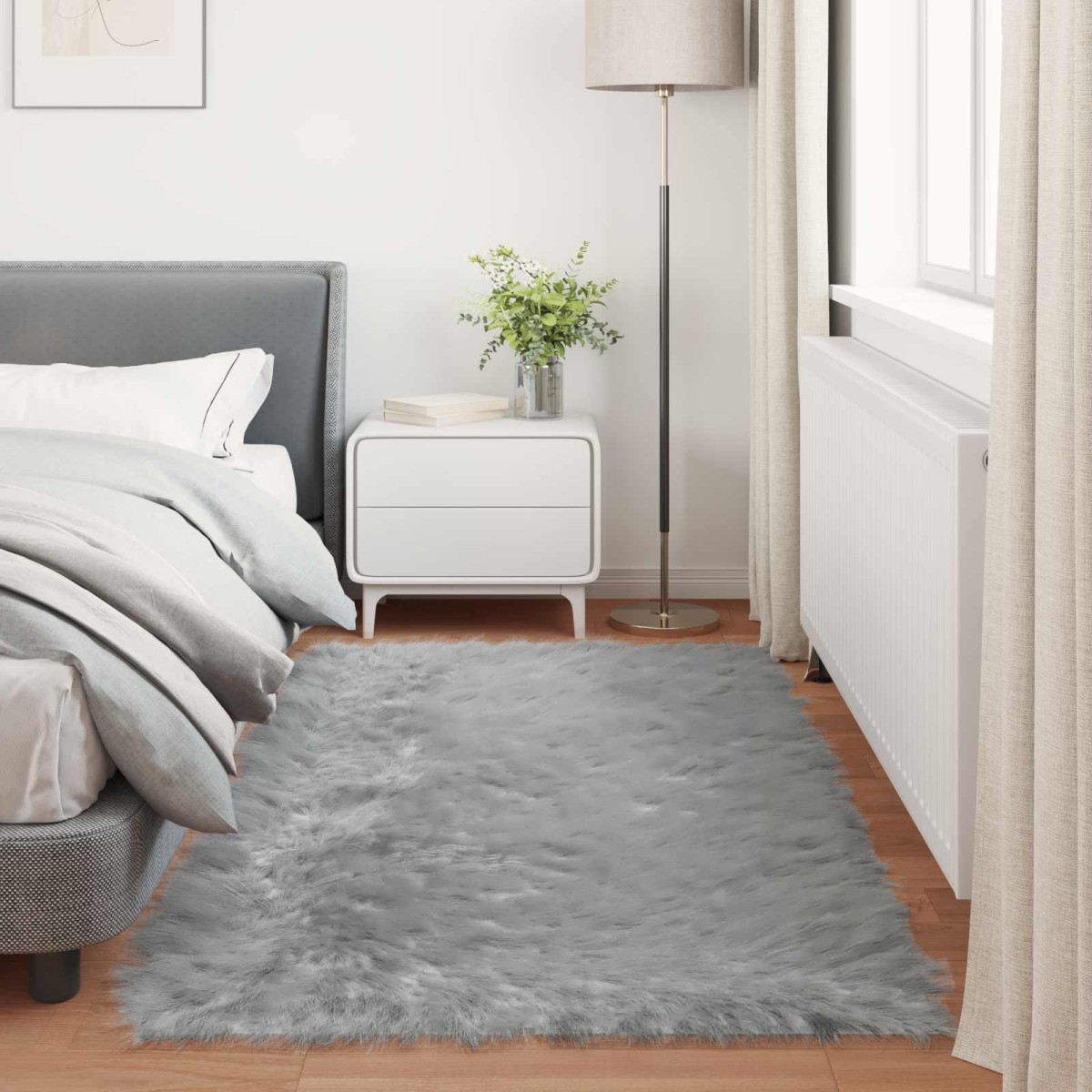 vidaXL Χαλί από τεχνητό πρόβειο δέρμα TAFALLA Γκρι 80 x 200 cm