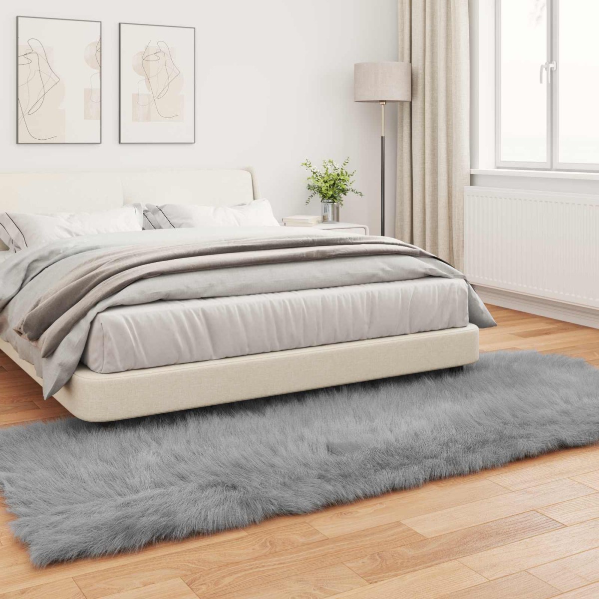 vidaXL Χαλί από τεχνητό πρόβειο δέρμα TAFALLA Γκρι 80 x 250 cm