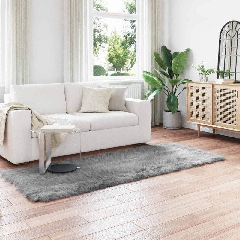 vidaXL Χαλί από τεχνητό πρόβειο δέρμα TAFALLA Γκρι 80 x 250 cm