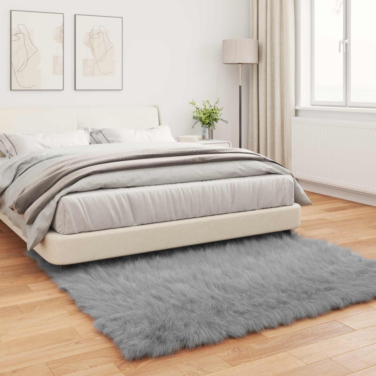 vidaXL Χαλί από τεχνητό πρόβειο δέρμα TAFALLA Γκρι 120 x 120 cm