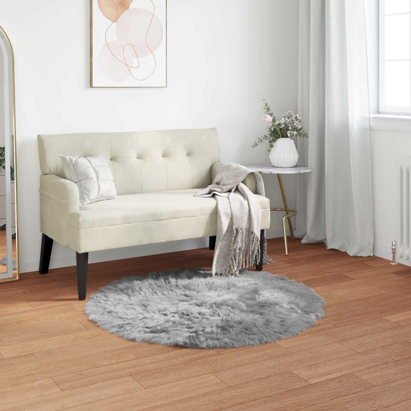 vidaXL Χαλί από τεχνητό πρόβειο δέρμα TAFALLA Γκρι Ø 120 cm