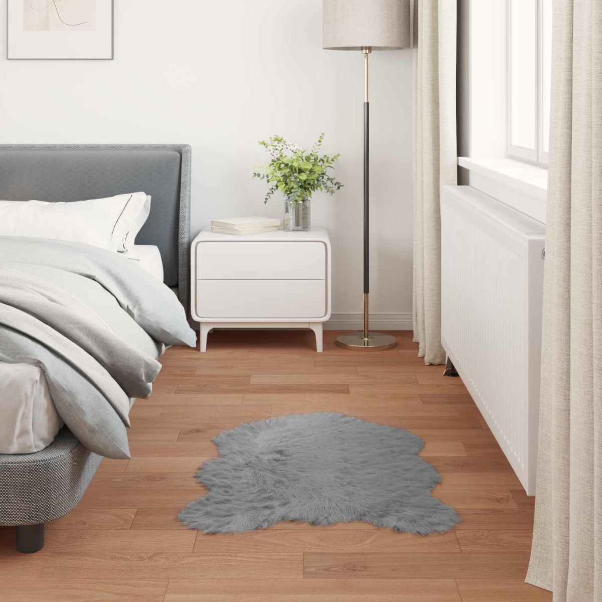 vidaXL Χαλί από τεχνητό πρόβειο δέρμα TAFALLA Γκρι 60 x 90 cm
